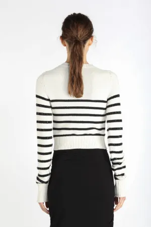 Crystal-Embellished Striped Sweater