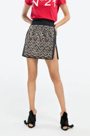 crystal-embellished zipped mini skirt