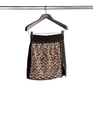 crystal-embellished zipped mini skirt