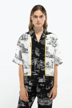 cuba-print bowling shirt