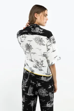 cuba-print bowling shirt