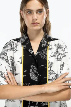 cuba-print bowling shirt
