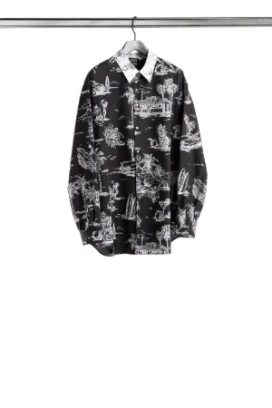 cuba-print long-sleeved shirt