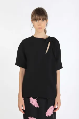 cut-out bow-embellished blouse