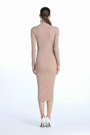 Cut-Out Ribbed-Knit Dress