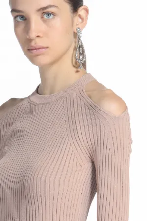 Cut-Out Ribbed-Knit Dress