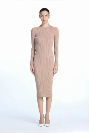 Cut-Out Ribbed-Knit Dress