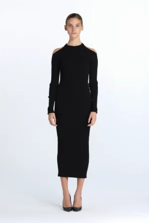 Cut-Out Ribbed-Knit Dress