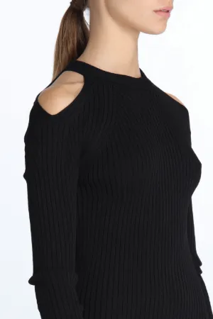 Cut-Out Ribbed-Knit Dress