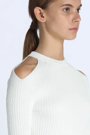 Cut-Out Ribbed-Knit Jumper