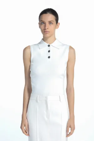 cut-out sleeveless polo shirt