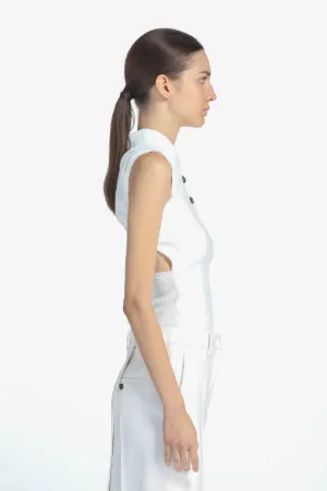 cut-out sleeveless polo shirt