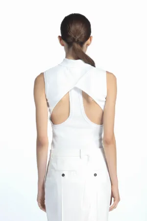 cut-out sleeveless polo shirt