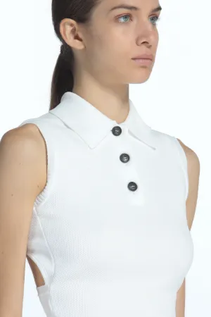 cut-out sleeveless polo shirt