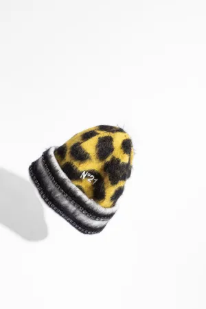 cyrstal-embellished leopard-jacquard beanie