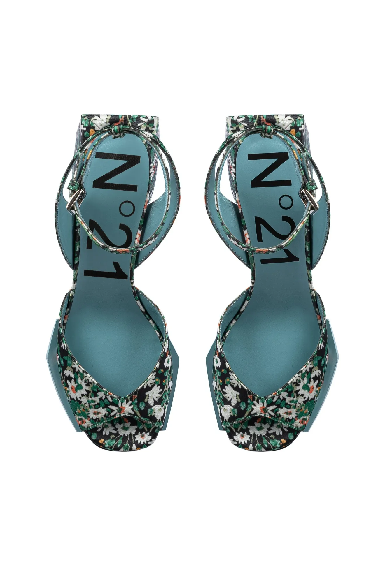 teal block heel sandals