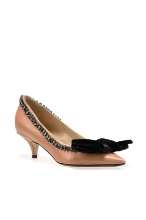 décolleté con fiocco e strass toni neutri | N°21 | Online Store Ufficiale