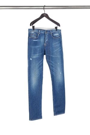 Distressed Straight-Leg Jeans