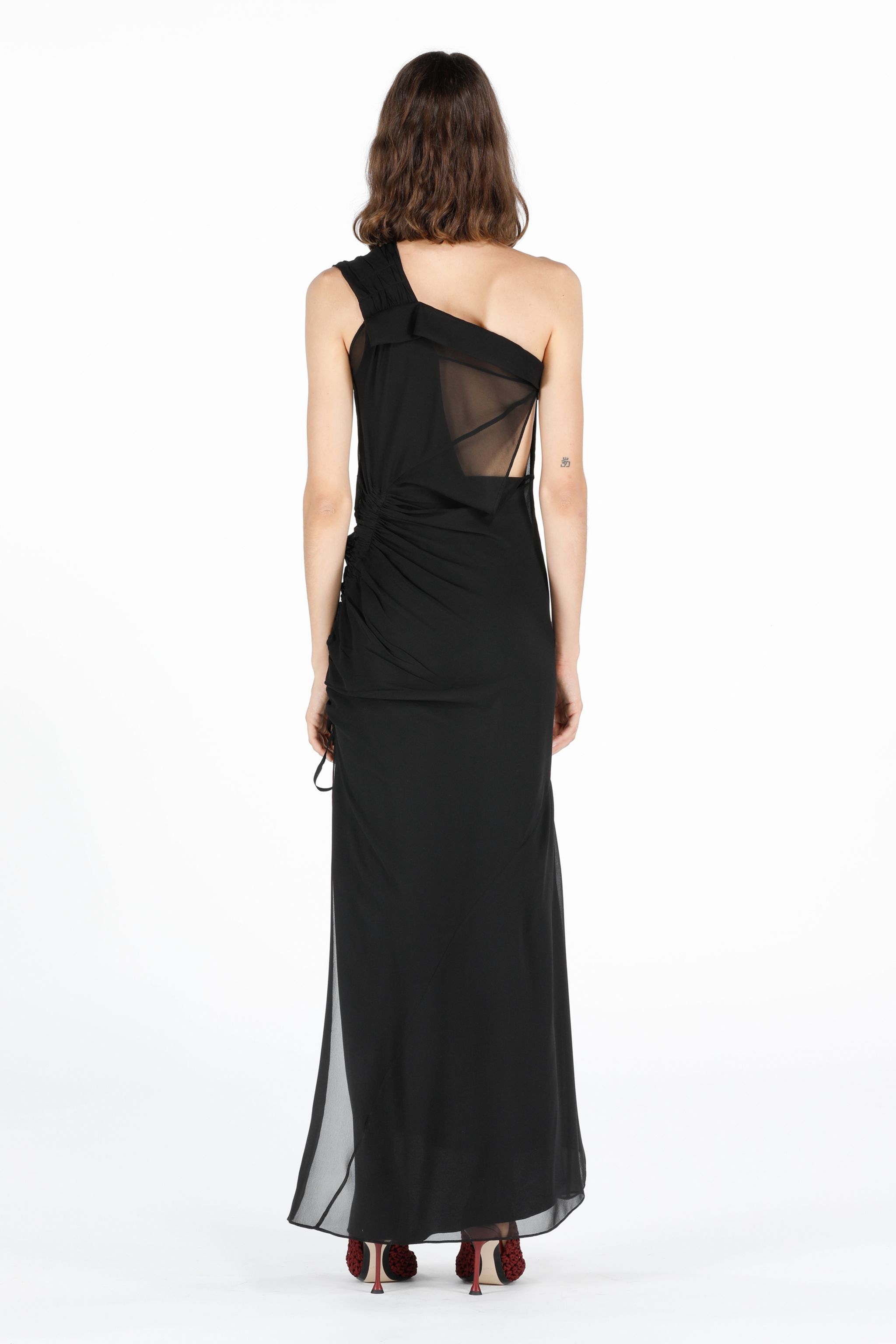 Draped One Shoulder Silk Maxi Dress In Black N°21 Official Online Store