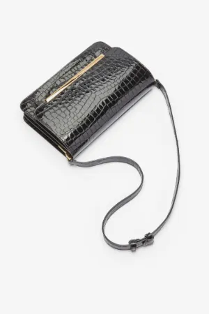 Edith Croc-Effect Leather Shoulder Bag