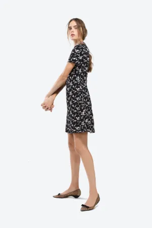embellished-collar floral print dress