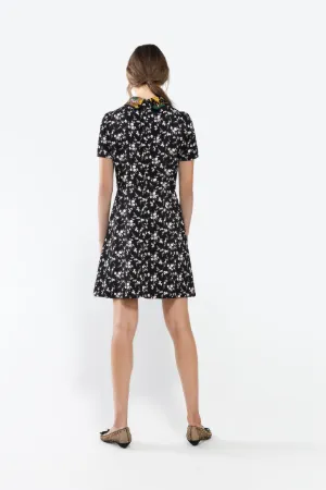 embellished-collar floral print dress