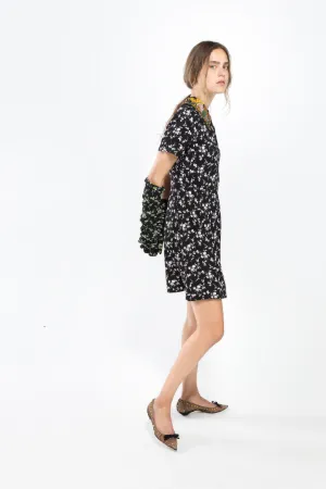 embellished-collar floral print dress