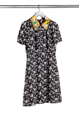embellished-collar floral print dress
