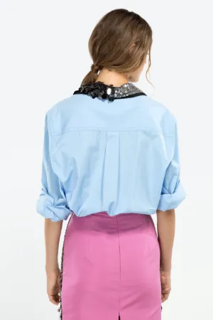 embellished-collar shirt