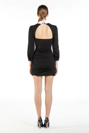 Embellished Contrast-Collar Mini Dress