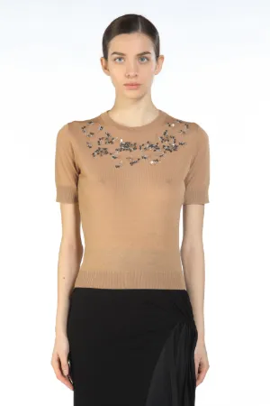 Embellished Short Sleeved Sweater