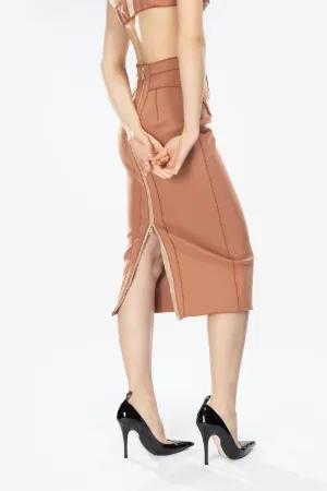 Exposed Two-Way Zip Pencil Skirt