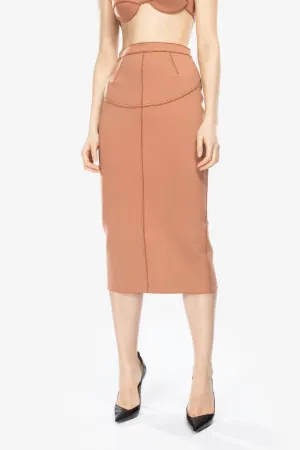 exposed-zip panelled pencil skirt