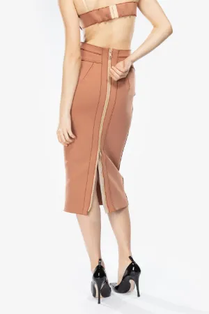 exposed-zip panelled pencil skirt