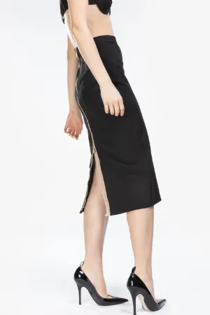 exposed-zip panelled pencil skirt