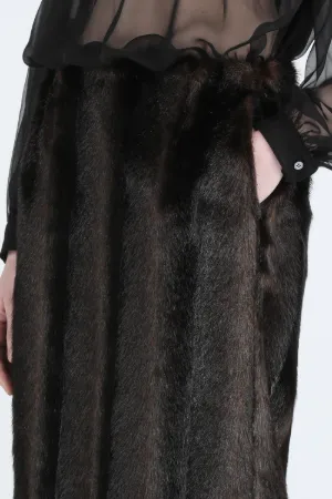 Faux-Fur Tailored Pencil Skirt