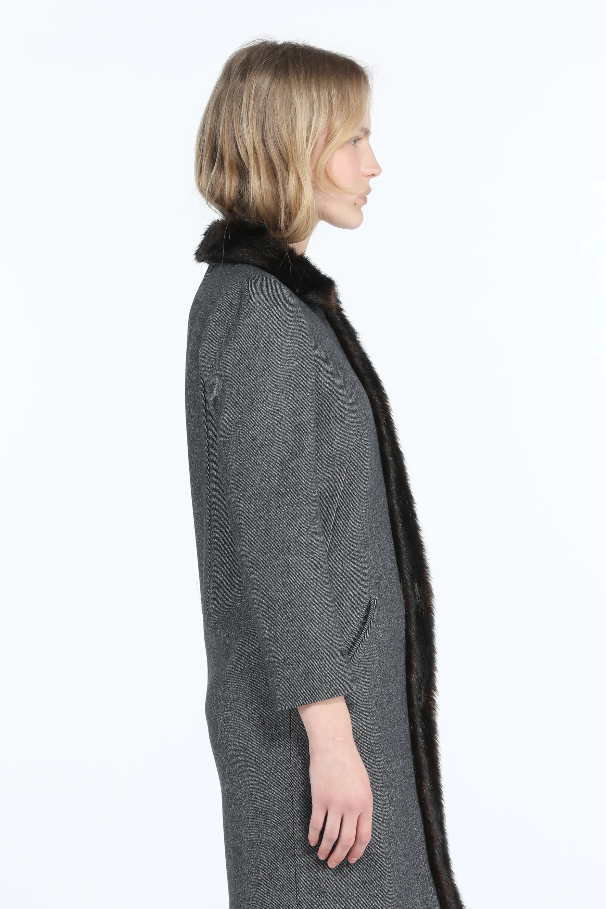 Faux FurTrim Herringbone Coat N°21 Official Online Store