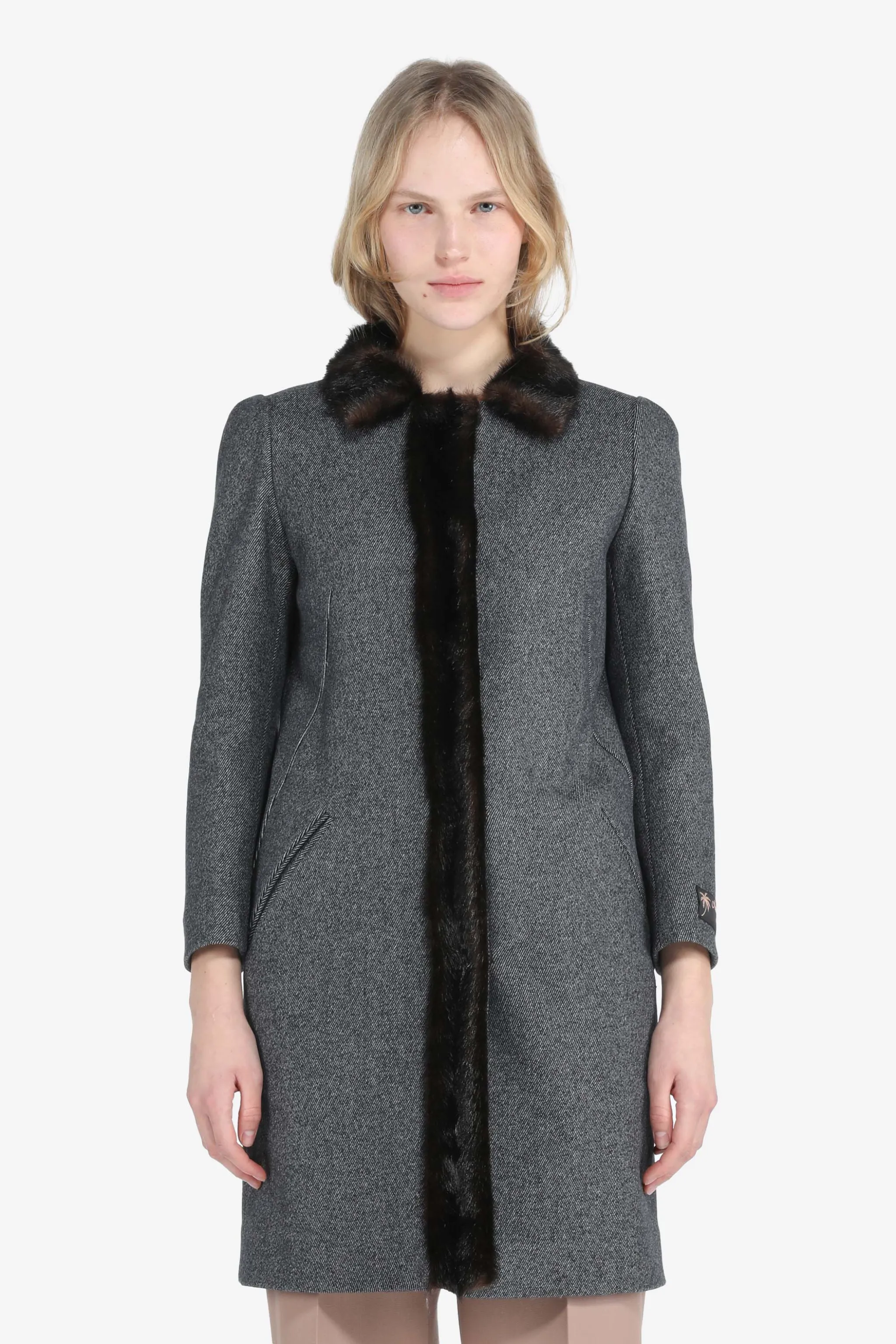 Faux FurTrim Herringbone Coat N°21 Official Online Store