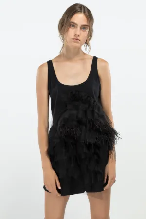 feather and ruffle-trim tank top