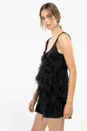 feather and ruffle-trim tank top