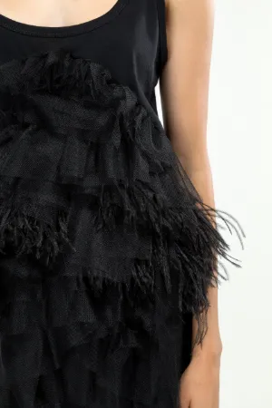 feather and ruffle-trim tank top
