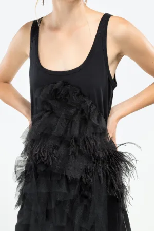 feather and ruffle-trim tank top
