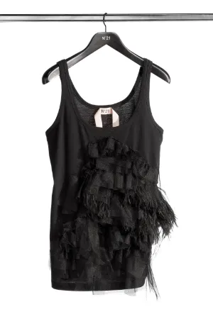feather and ruffle-trim tank top