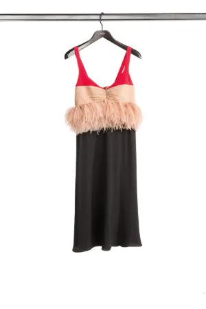 feather-embellished midi dress