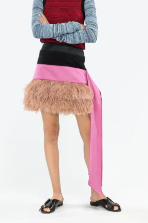 feather-embellished mini skirt