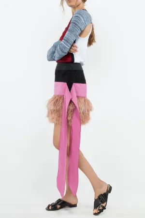 feather-embellished mini skirt
