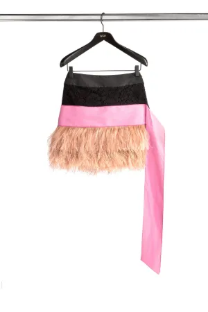feather-embellished mini skirt