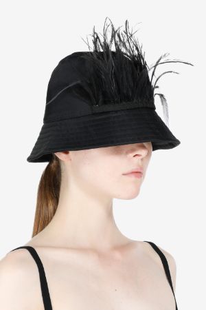 Feather-Trimmed Bucket Hat