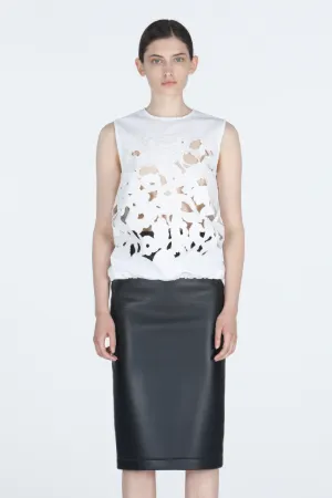 Floral-Embroidered Cut-Out Top