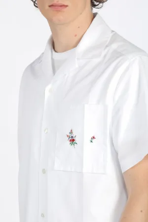 Floral-Embroidered Short Sleeve Shirt